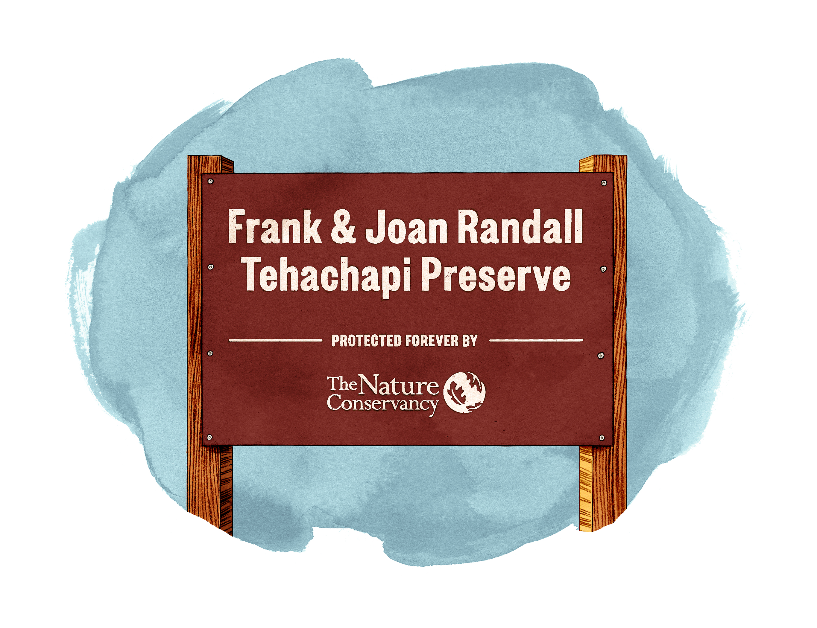 An illustration of a sign for Randall Preserve.