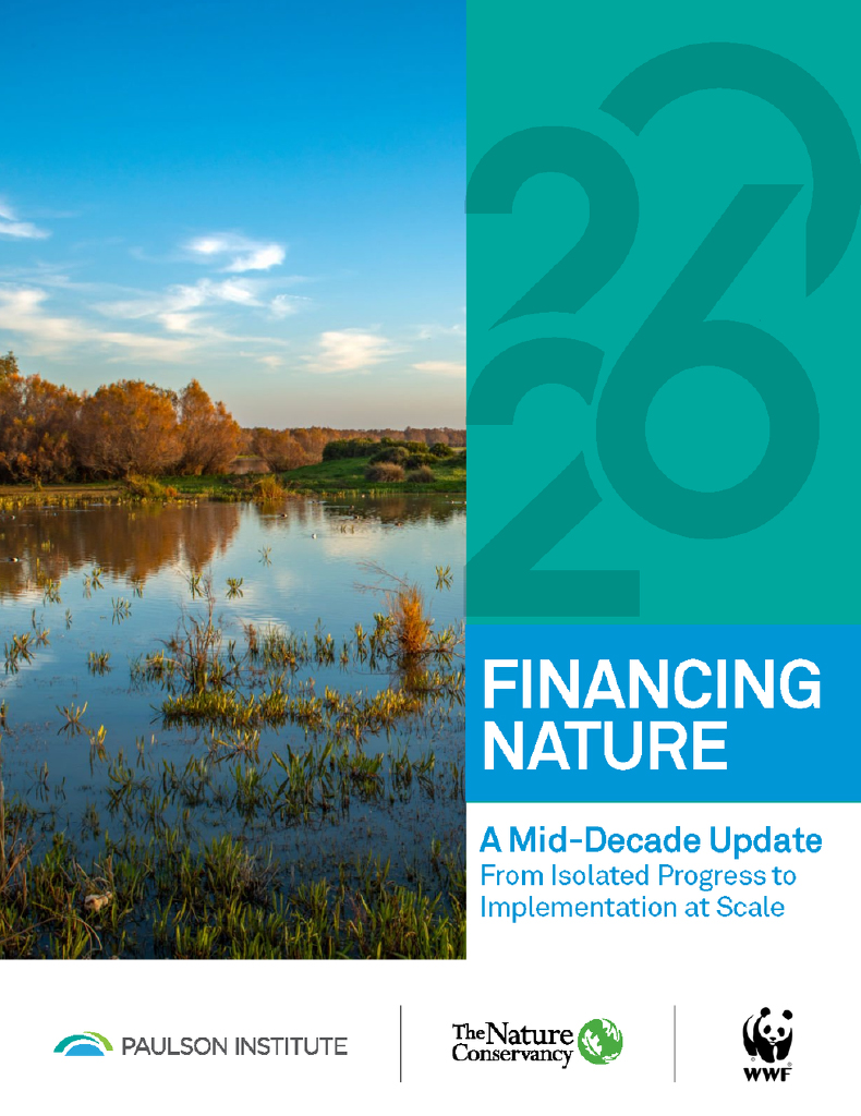 Cover of Financing Nature 2.0 report.