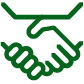 Green icon of a handshake