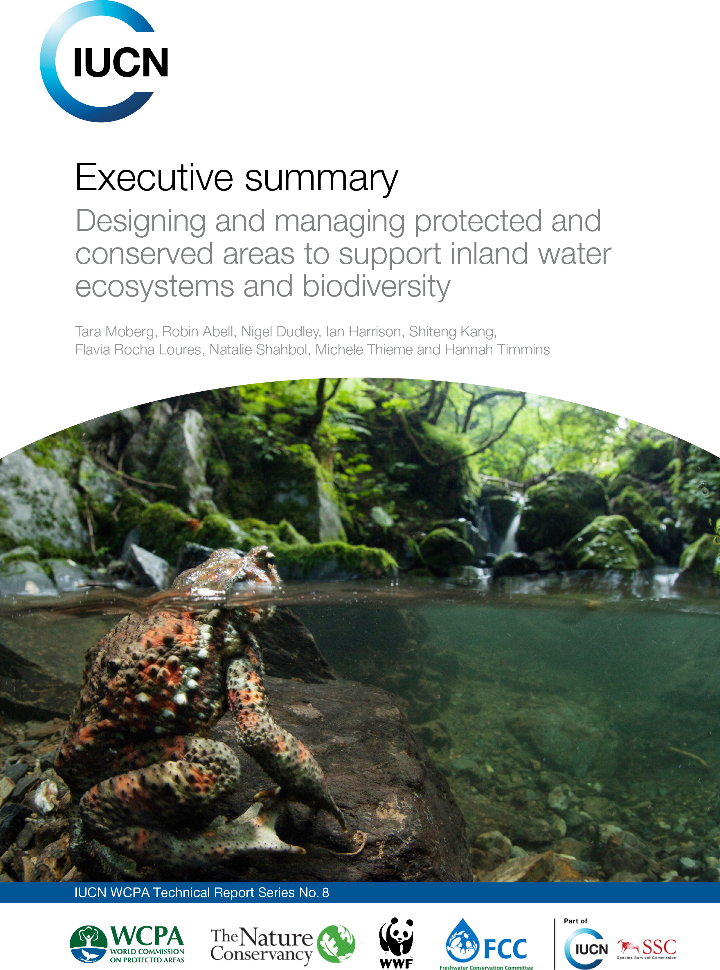 Report cover with a photo of a frog at the edge of a pond positioned under the report title.