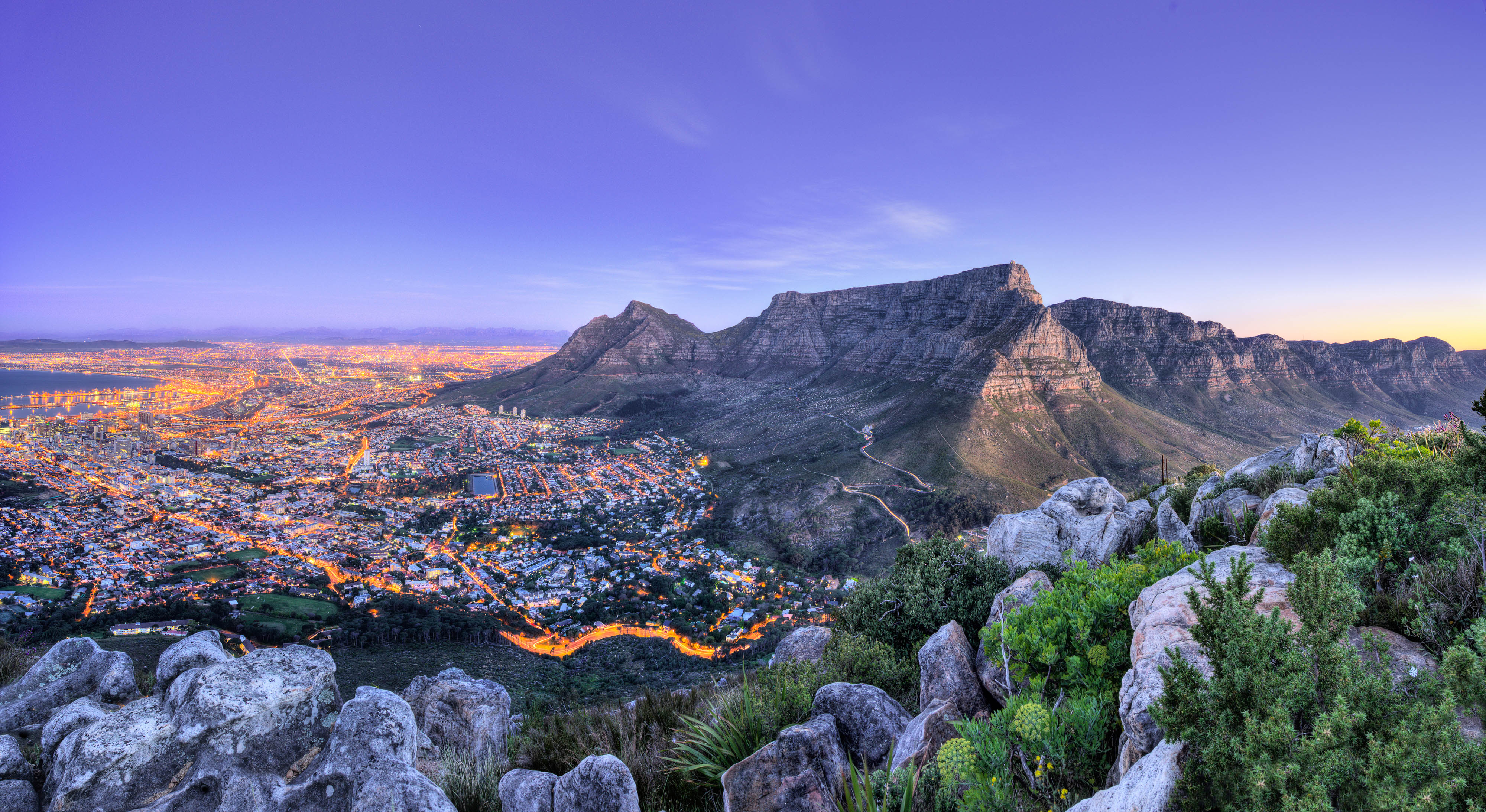 An aerial view features Cape Town, South Africa.