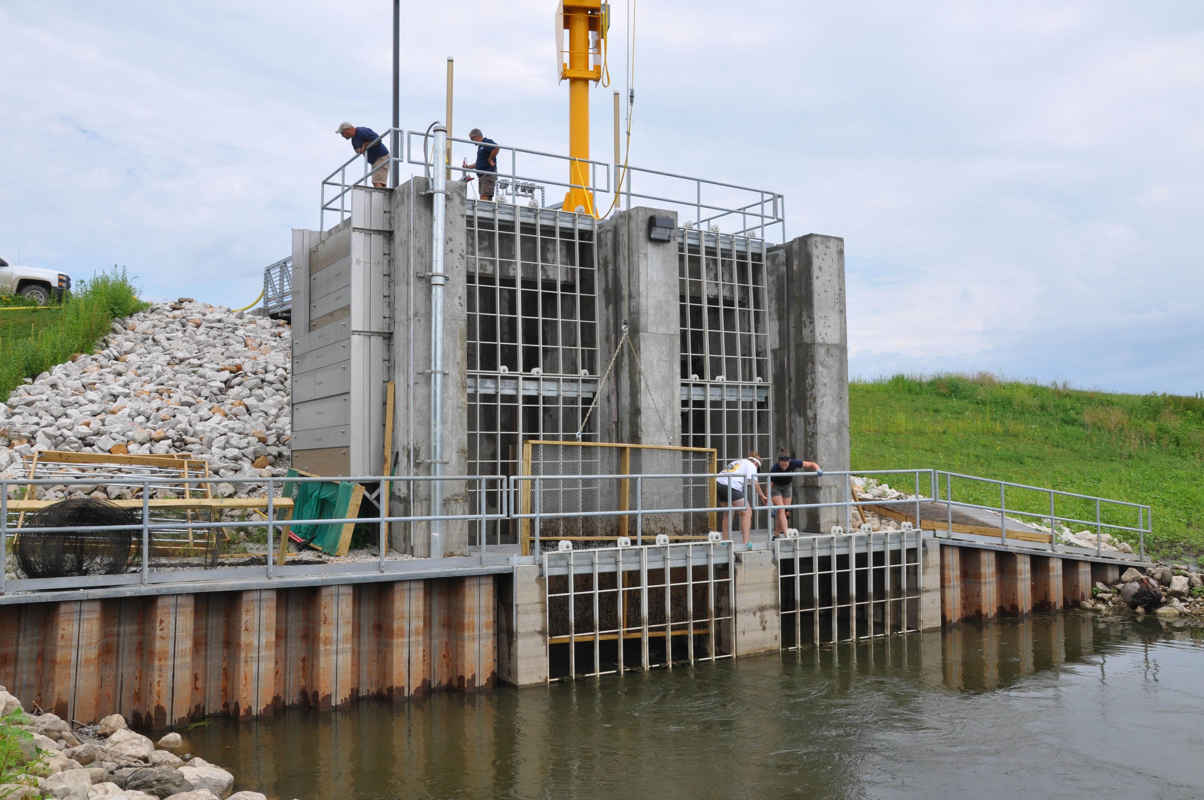 The water control structure at Emiquon under construction.