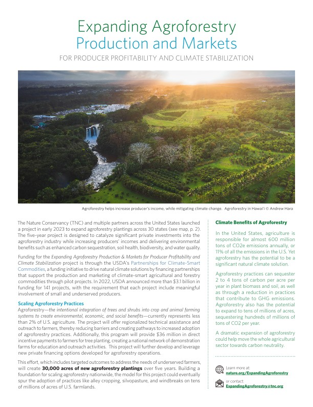 Front page of the Expanding Agroforestry fact sheet.