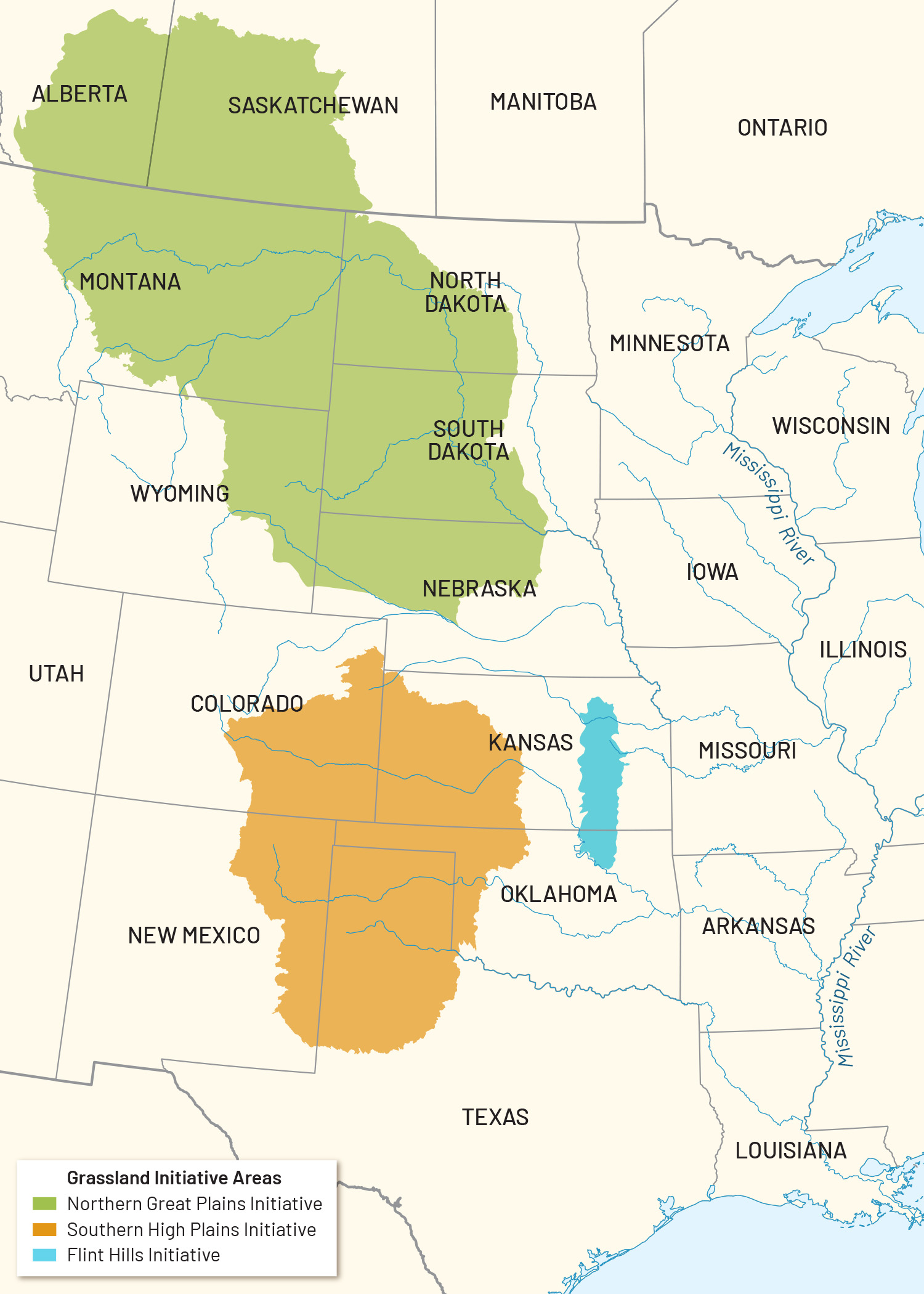 Map of Great Plains grasslands.