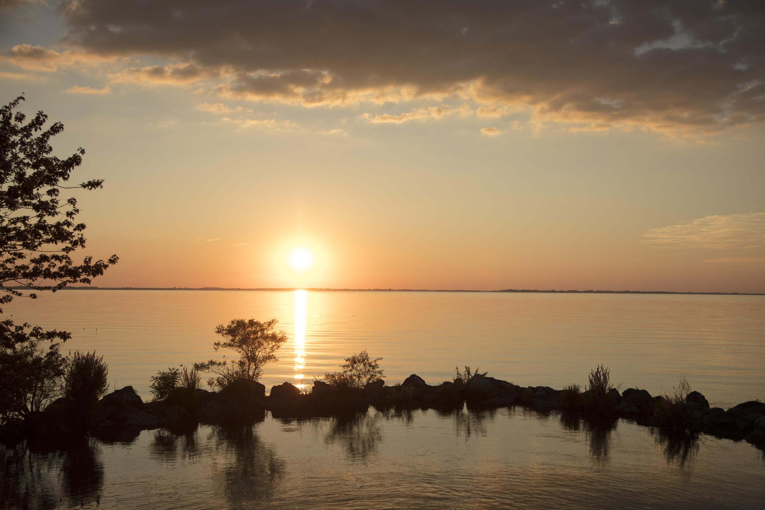 Sun rises over Lake Erie.